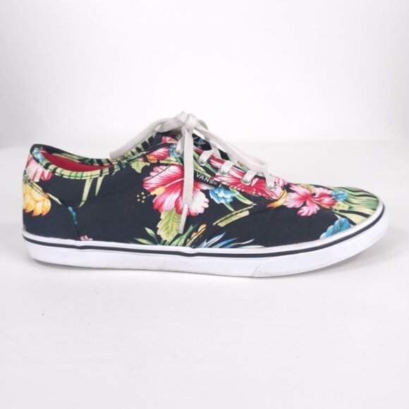 Vans Authentic Hawaiian Black Floral Hibiscus Skate Sneakers Shoe Women’s Size 9 - Picture 8 of 13